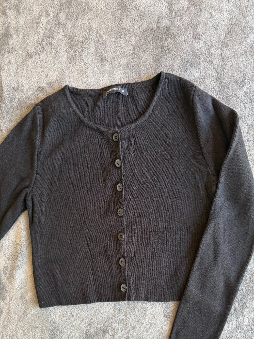 Brandy Melville Button Up Cropped Sweater Black